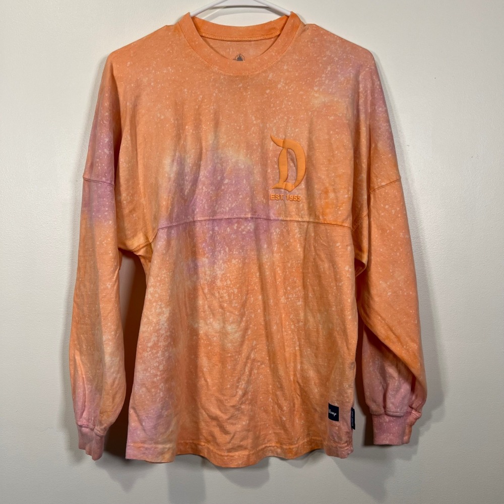 Disney Womens Spirit Jersey Disneyland Resort Tie Dye Puff Print Orange XS